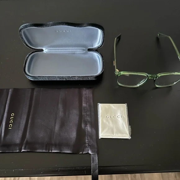 Gucci Transparent Green Glasses with Case - Picture 6 of 7